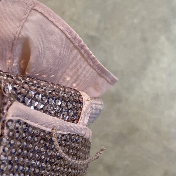 Rachel Zoe Dress Womens 2 Sequin Bellini Pink Long Sleeve Maxi Side Slit Evening - Picture 8 of 14